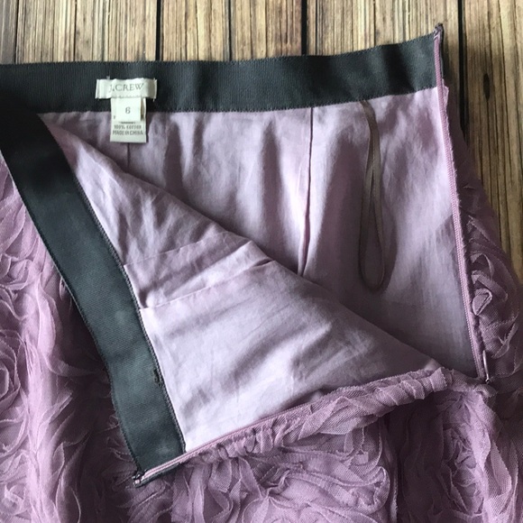 J. Crew Plum Purple Skirt with Tulle Roses Lined 6 - Picture 4 of 5